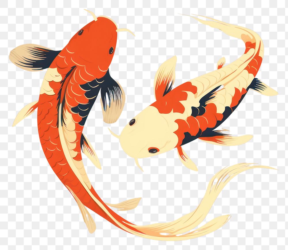 PNG Two koi fish animal underwater goldfish. AI generated Image by rawpixel.