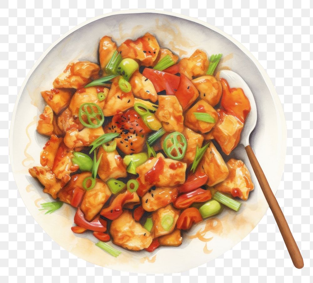 PNG Chinese food plate meal dish. AI generated Image by rawpixel.