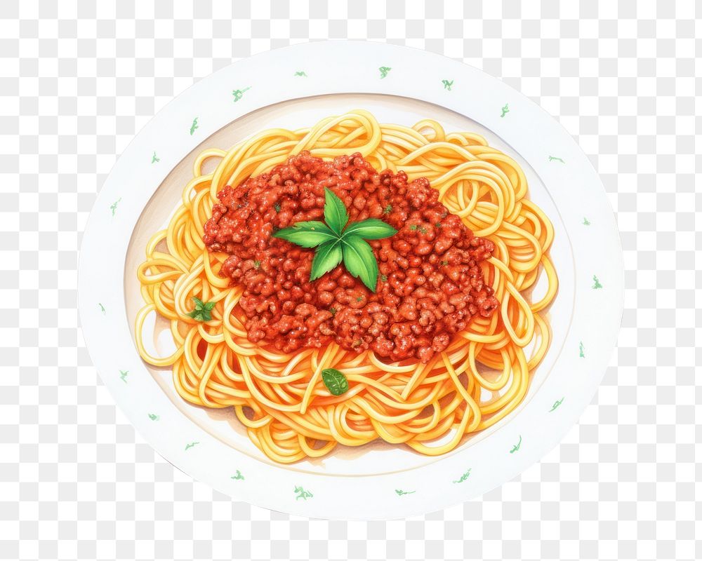 PNG Spaghetti bolognese plate pasta food. AI generated Image by rawpixel.