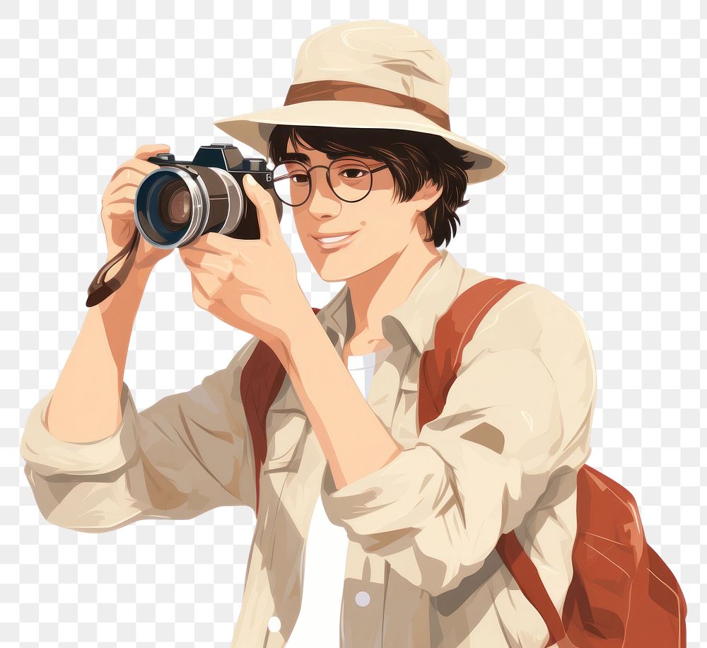 PNG Camera photographer glasses white background. AI generated Image by rawpixel.
