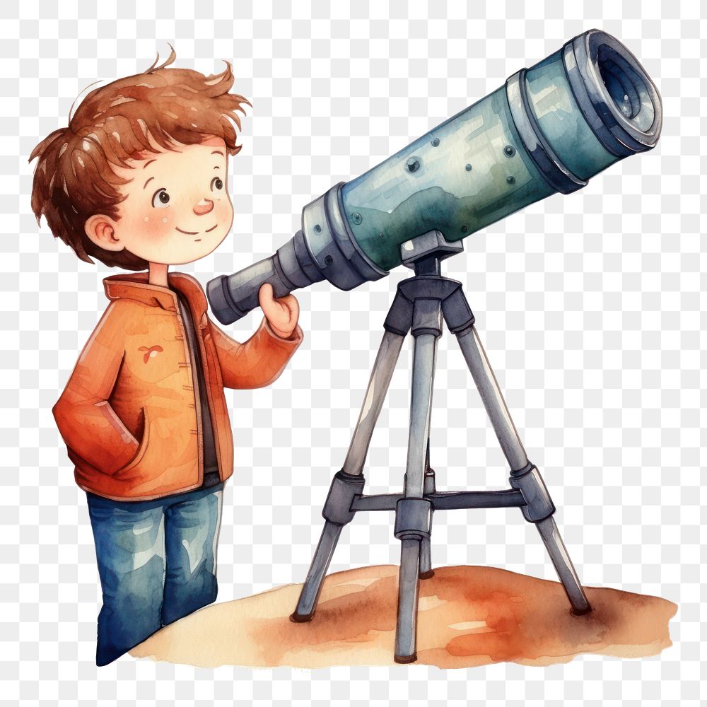 PNG Telescope cartoon white background photography. AI generated Image by rawpixel.