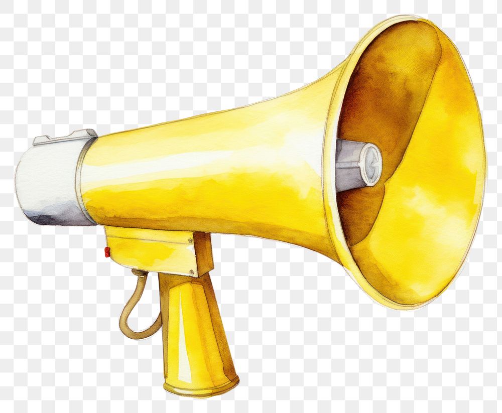 PNG Megaphone yellow horn white background. AI generated Image by rawpixel.