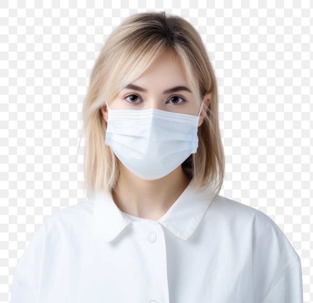 PNG Medical mask portrait adult white. AI generated Image by rawpixel.