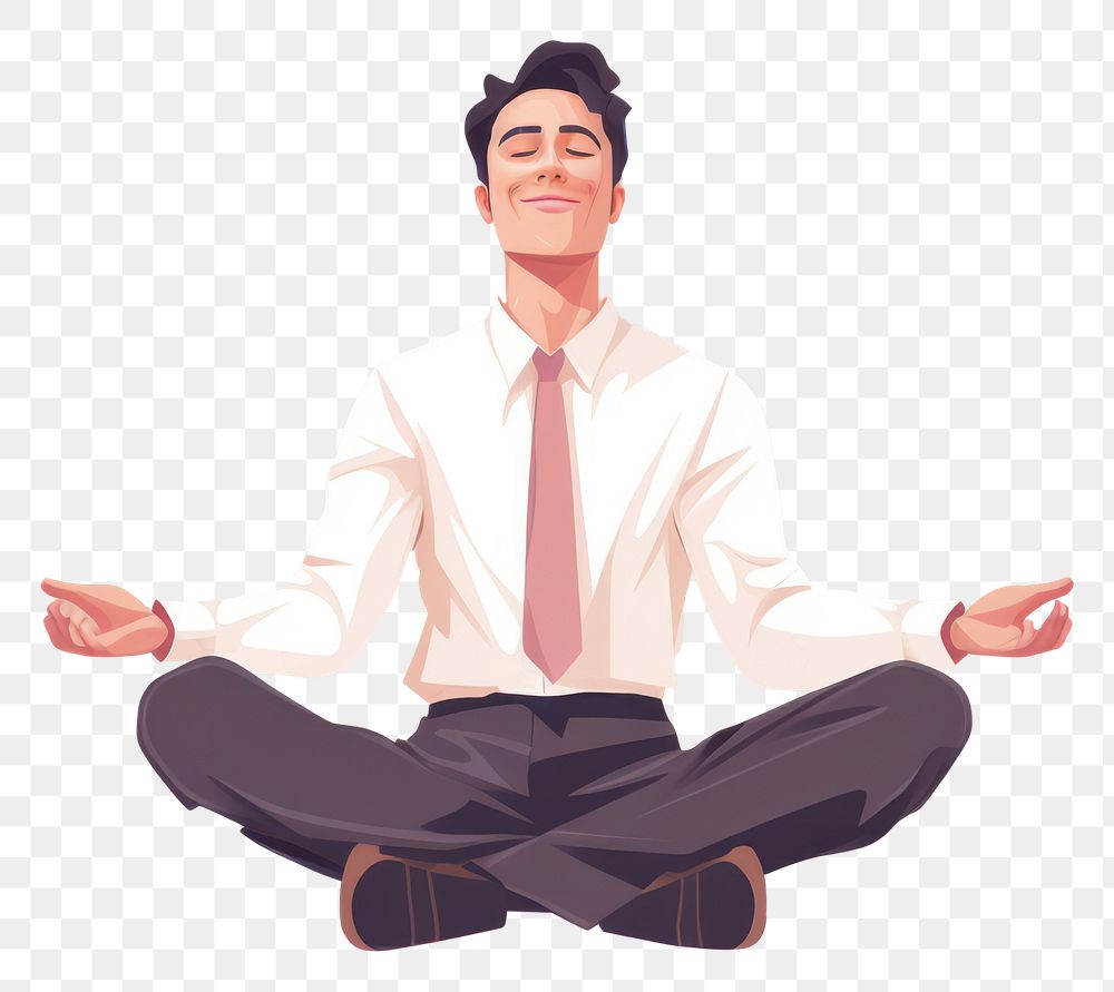 PNG Man get stress adult yoga cross-legged. AI generated Image by rawpixel.