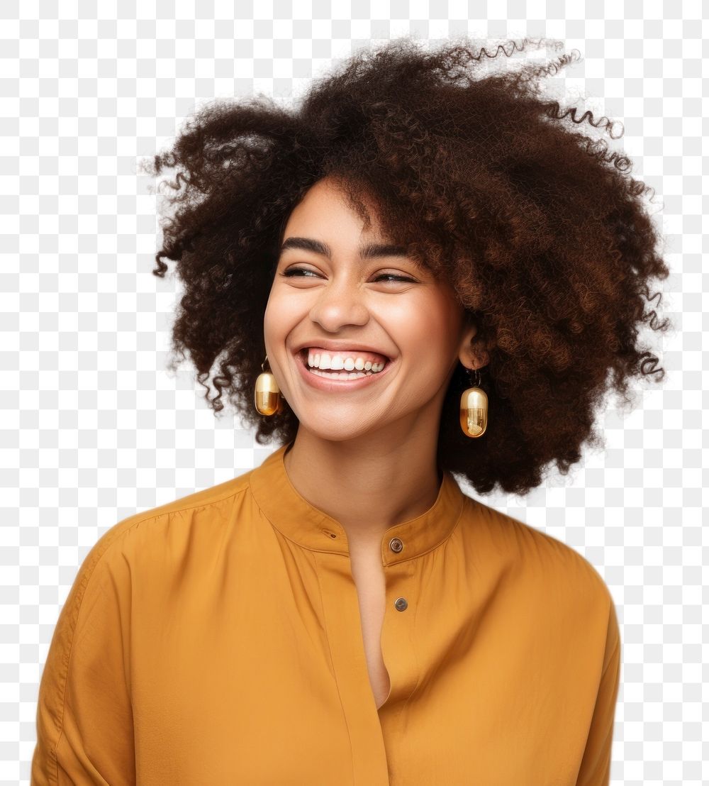 PNG Portrait earring adult smile. 