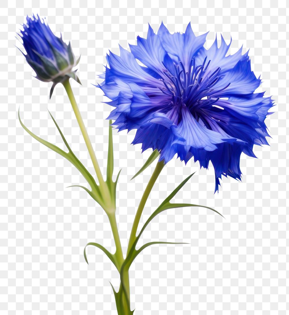 PNG Cornflower blossom plant white background. 