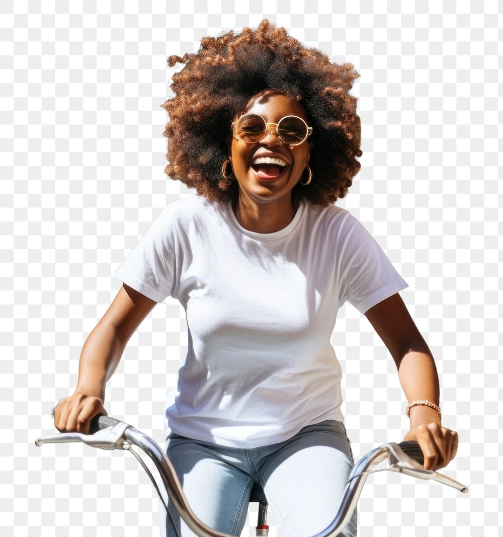 PNG Bicycle cheerful laughing vehicle. AI generated Image by rawpixel.