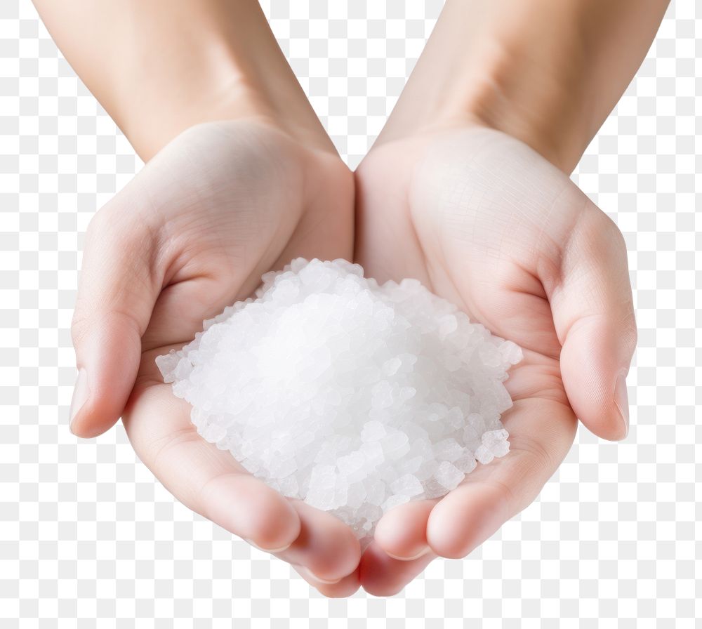 PNG Sea salt hand holding white. AI generated Image by rawpixel.