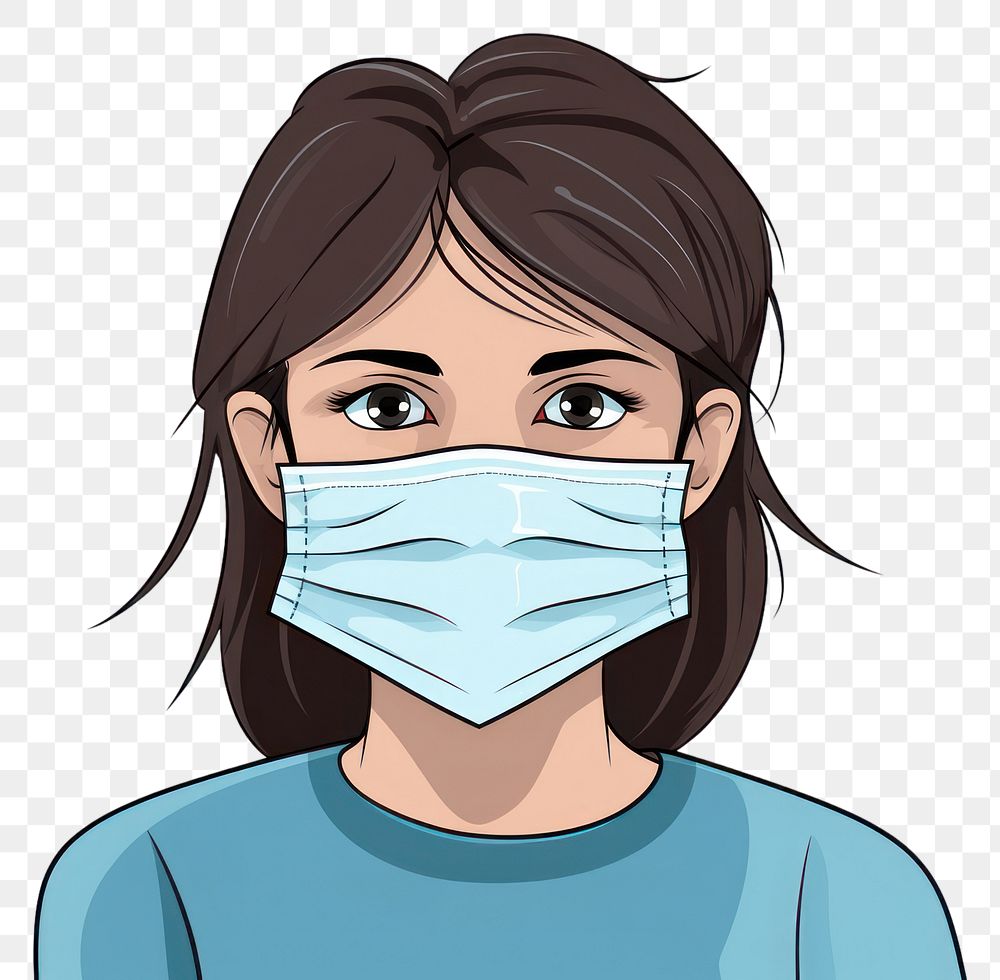 PNG Medical mask cartoon adult illustrated. AI generated Image by rawpixel.