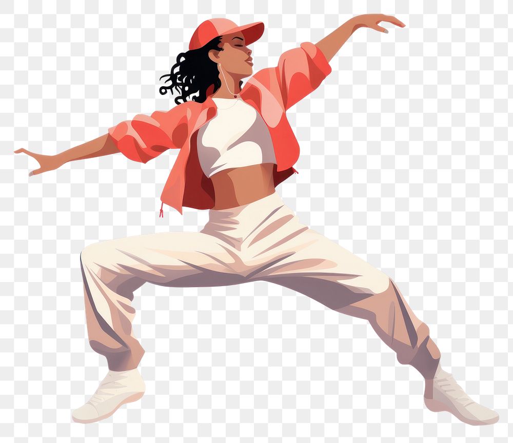 PNG Female street dancer dancing sports white background. AI generated Image by rawpixel.