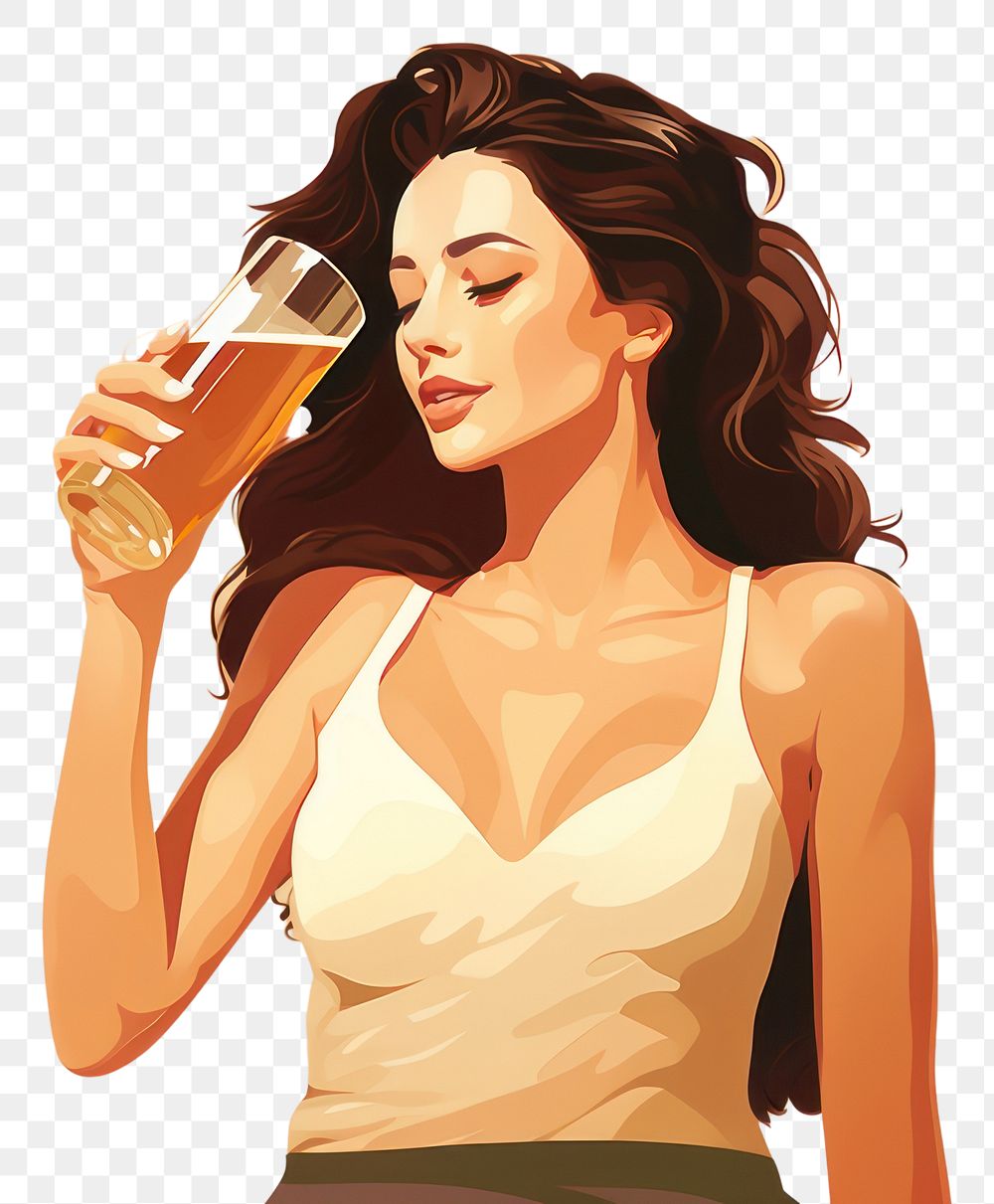PNG Beer drinking adult woman. AI generated Image by rawpixel.