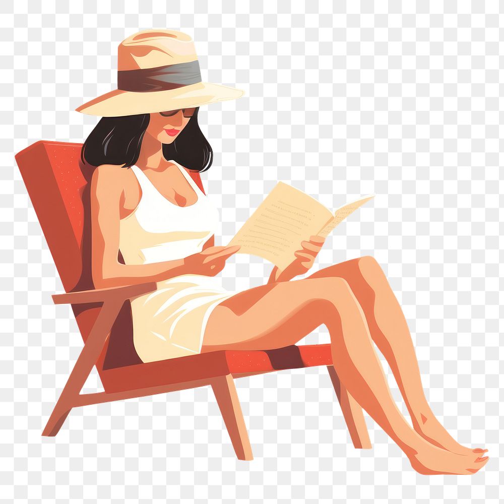 PNG Women read a book sunbathing furniture sitting. AI generated Image by rawpixel.