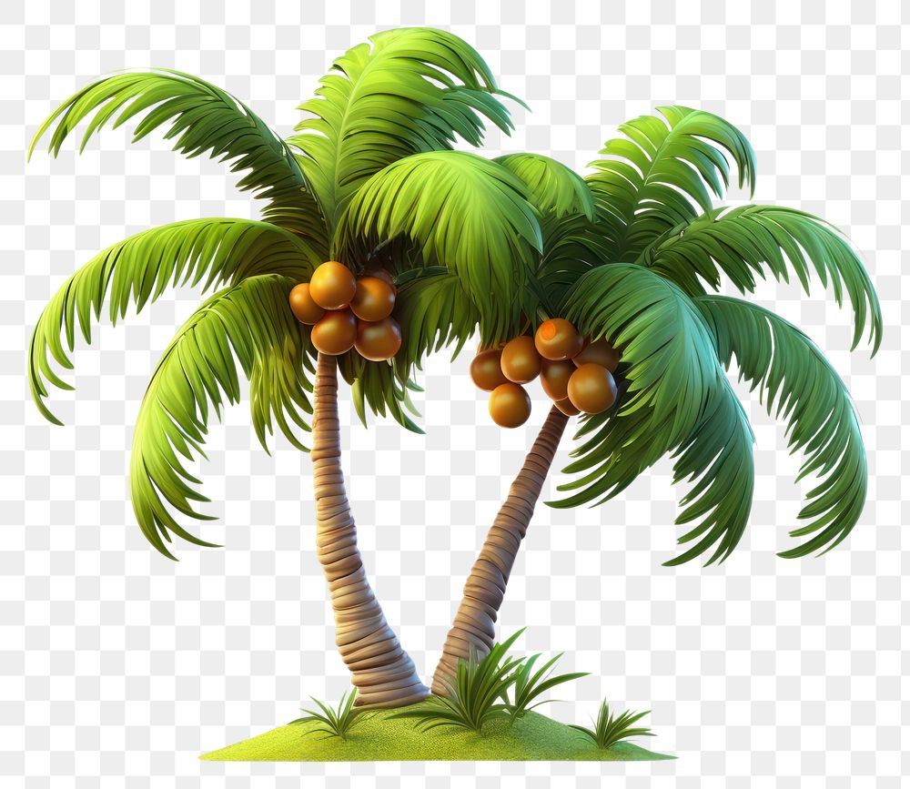PNG Palm tree coconut cartoon plant. 