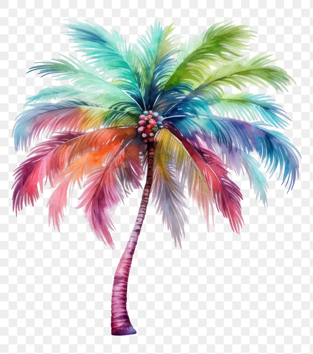 PNG Water color Palm Tree tree plant white background. AI generated Image by rawpixel.