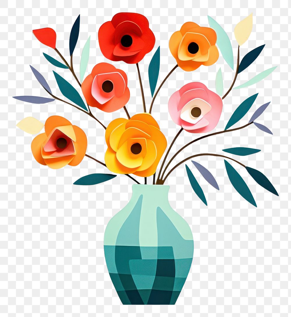 PNG Vase flower craft plant art. AI generated Image by rawpixel.