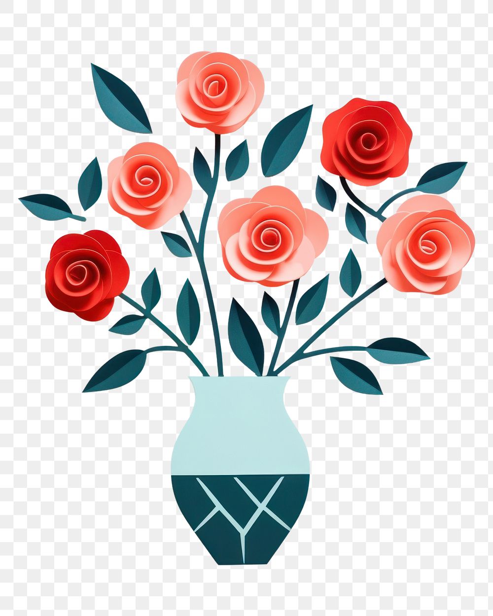 PNG Flower plant rose vase. AI generated Image by rawpixel.