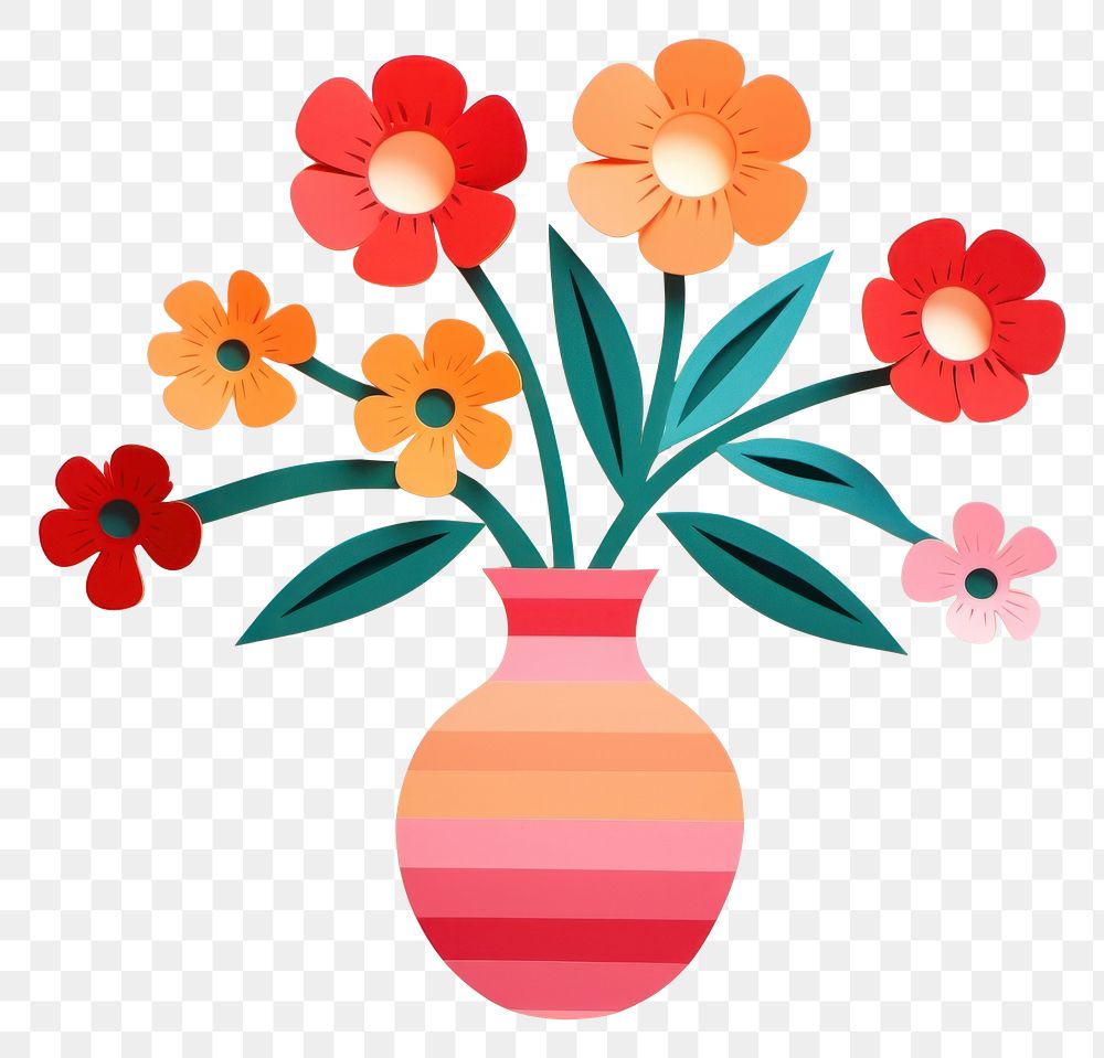 PNG Vase flower pattern craft plant. AI generated Image by rawpixel.