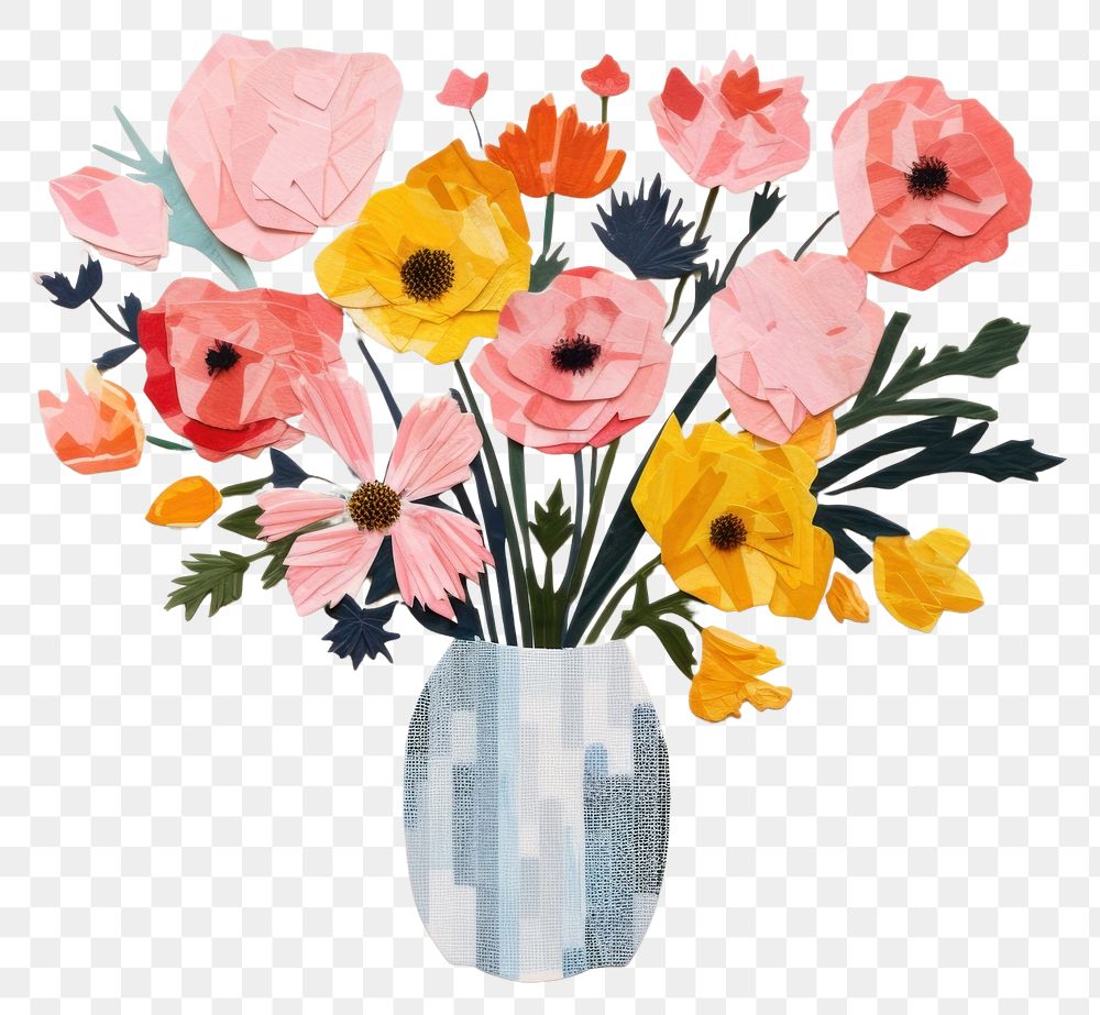 PNG Flowers vase art painting plant petal. AI generated Image by rawpixel.