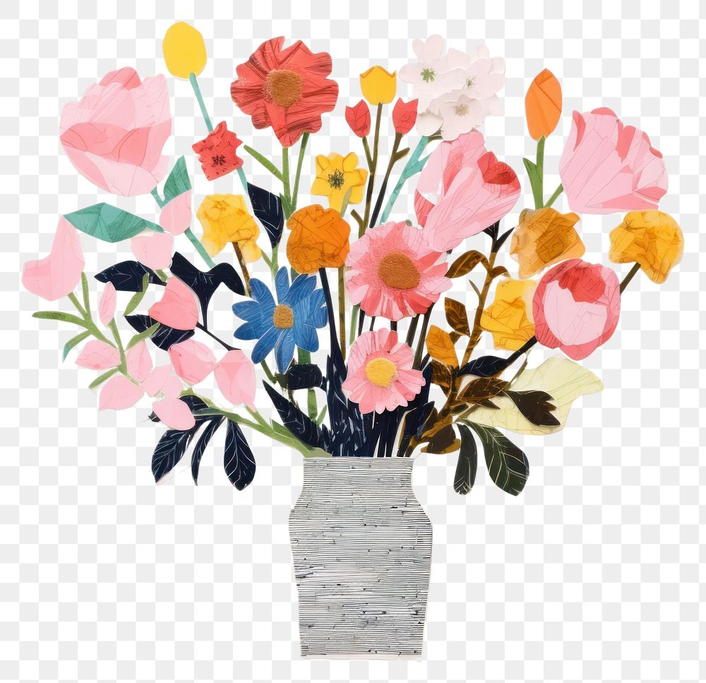 PNG Flowers vase art plant petal white background. AI generated Image by rawpixel.