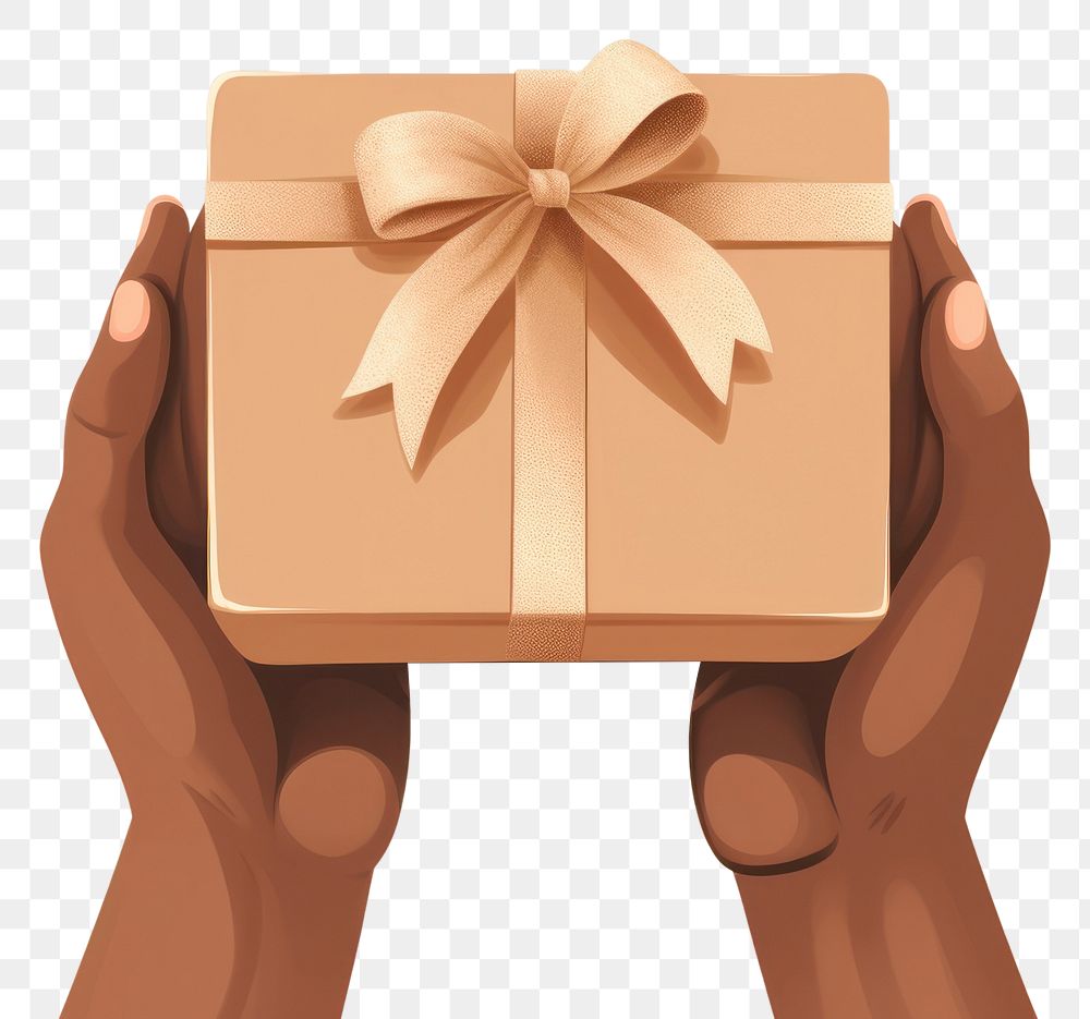 PNG Gift box holding hand celebration. AI generated Image by rawpixel.