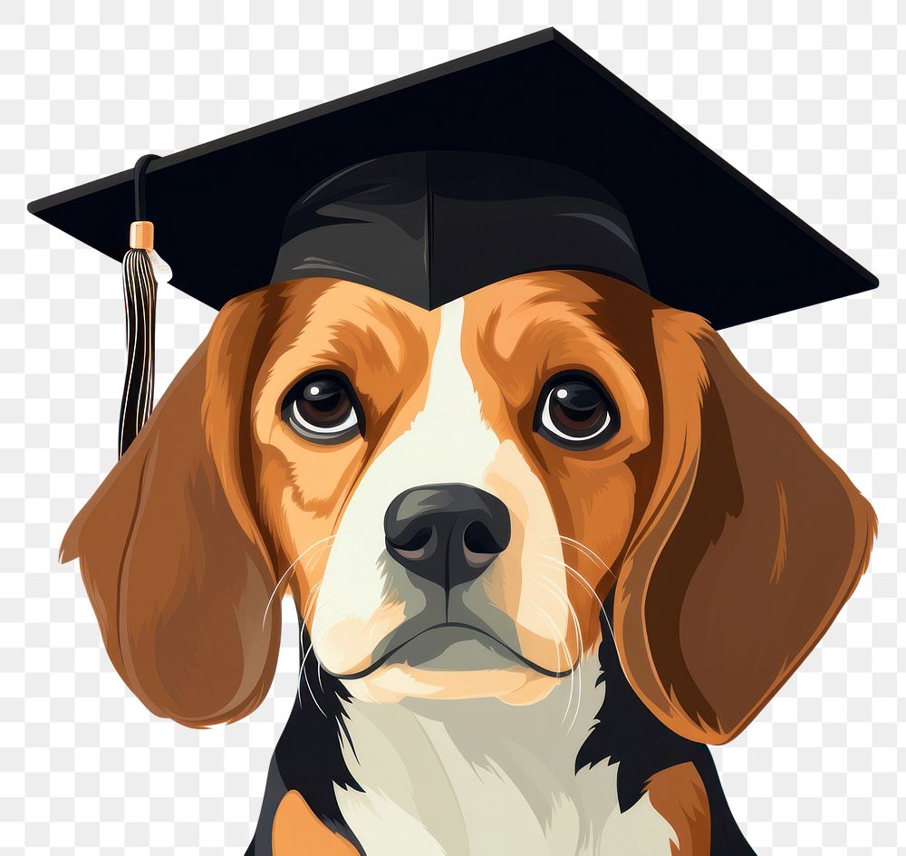 PNG Graduation beagle puppy animal. AI generated Image by rawpixel.