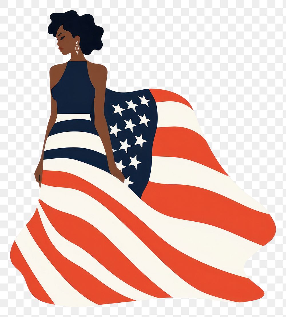 PNG Woman usa dress flag white background independence. AI generated Image by rawpixel.