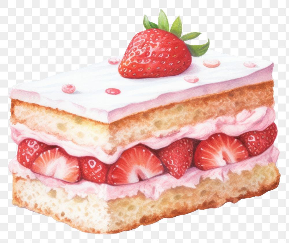 PNG Strawberry shortcake dessert fruit cream. AI generated Image by rawpixel.