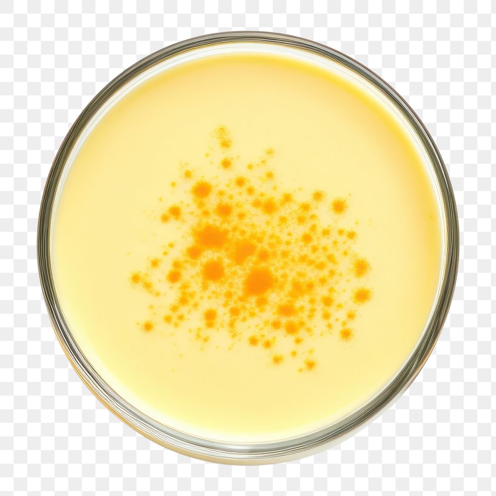 PNG Turmeric milk drink food bowl. AI generated Image by rawpixel.