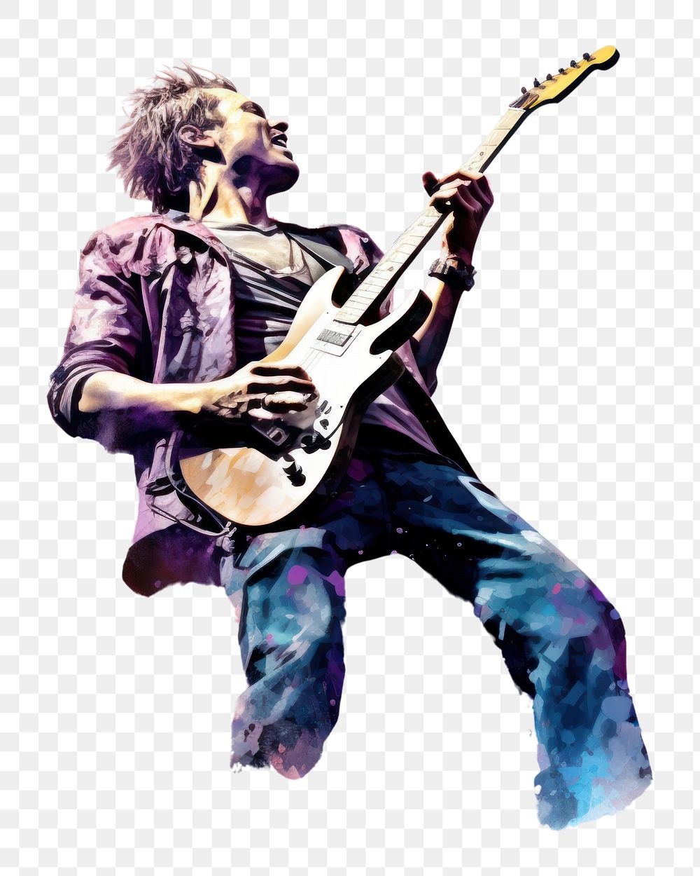 PNG Rockstar man concert musician guitar. AI generated Image by rawpixel.