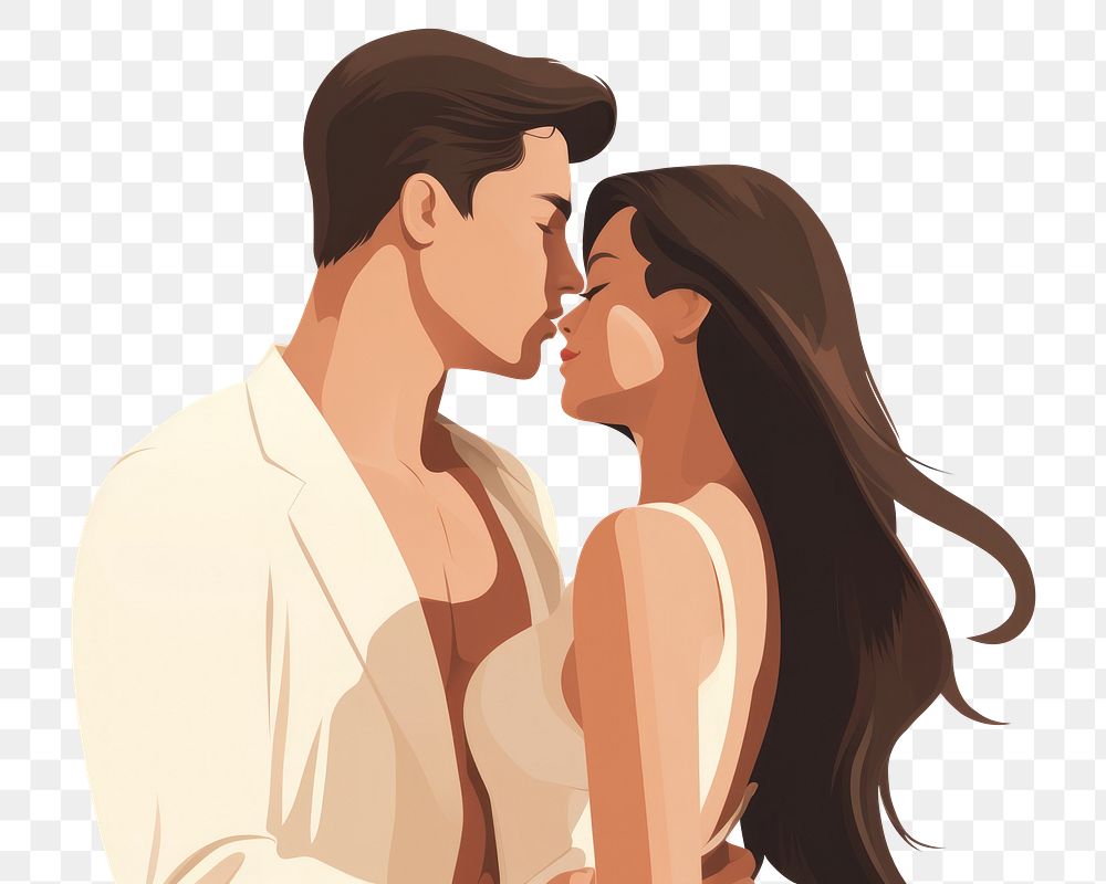 PNG Lover couple kissing adult affectionate. AI generated Image by rawpixel.