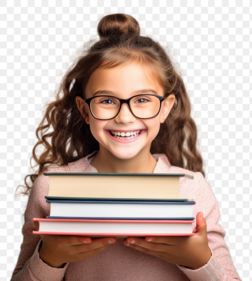 PNG Child school girl portrait glasses student. 