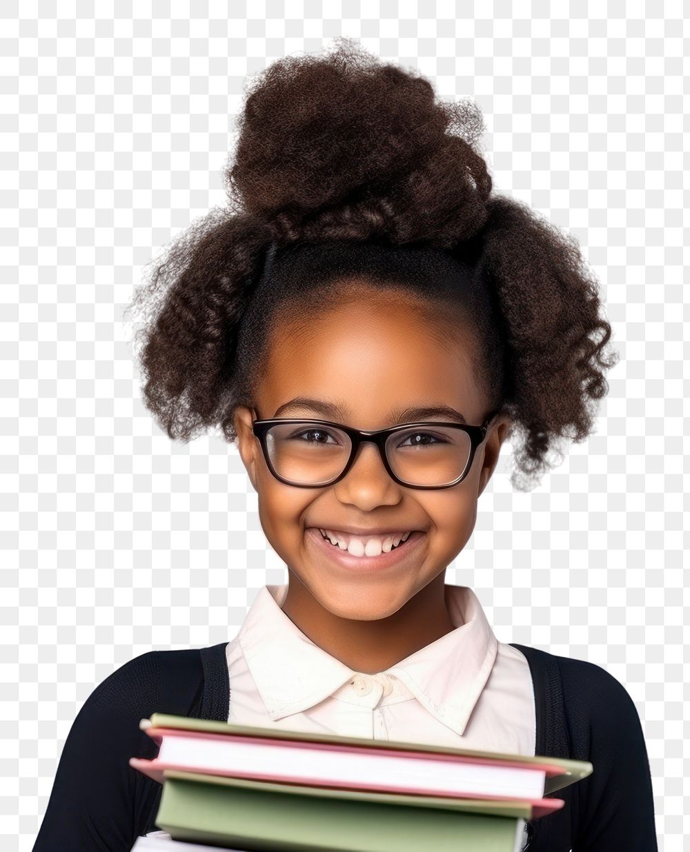 PNG Black child school glasses portrait smiling. 