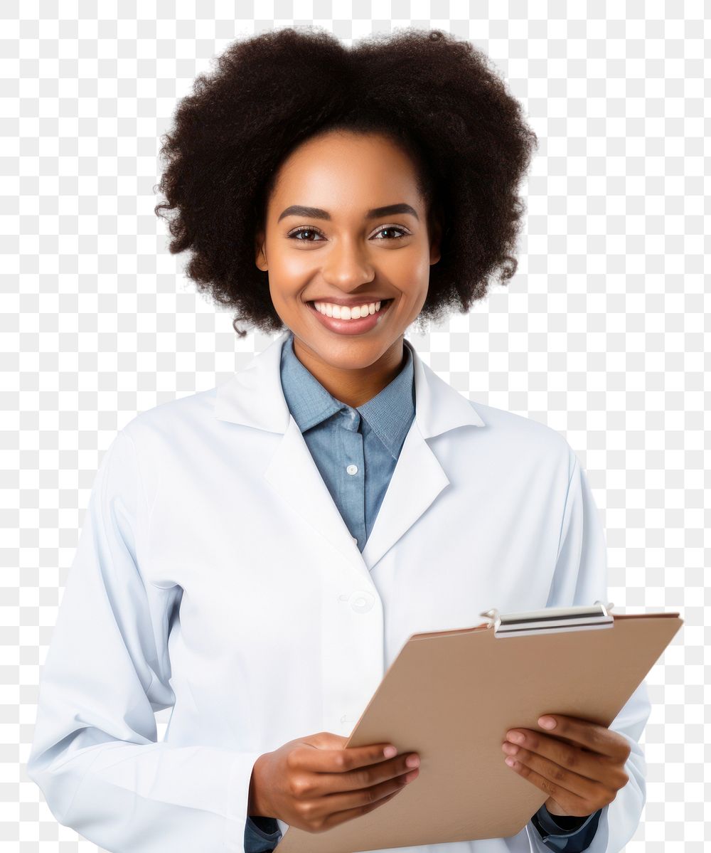 PNG Black woman doctor adult white background stethoscope. AI generated Image by rawpixel.