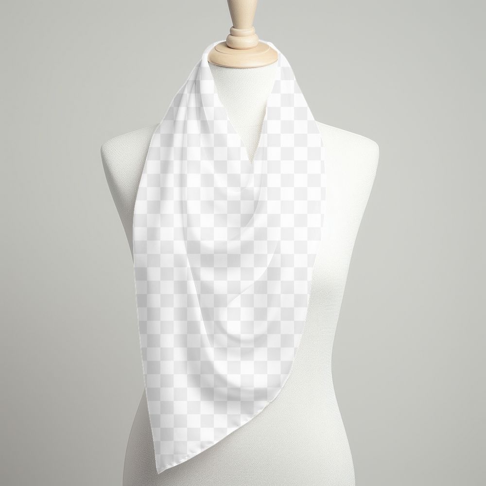 Silky scarf png mockup, transparent design