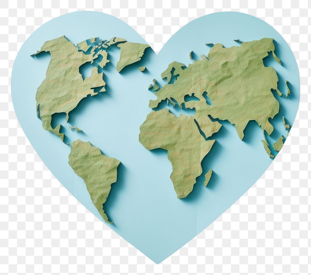 PNG Heart shaped earth symbol map topography. AI generated Image by rawpixel.