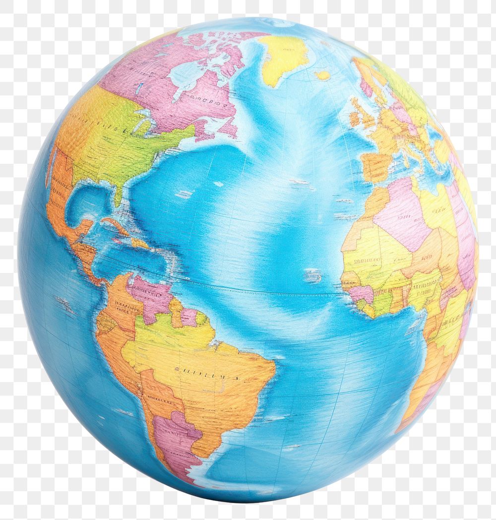PNG World globe ball planet space white background. AI generated Image by rawpixel.