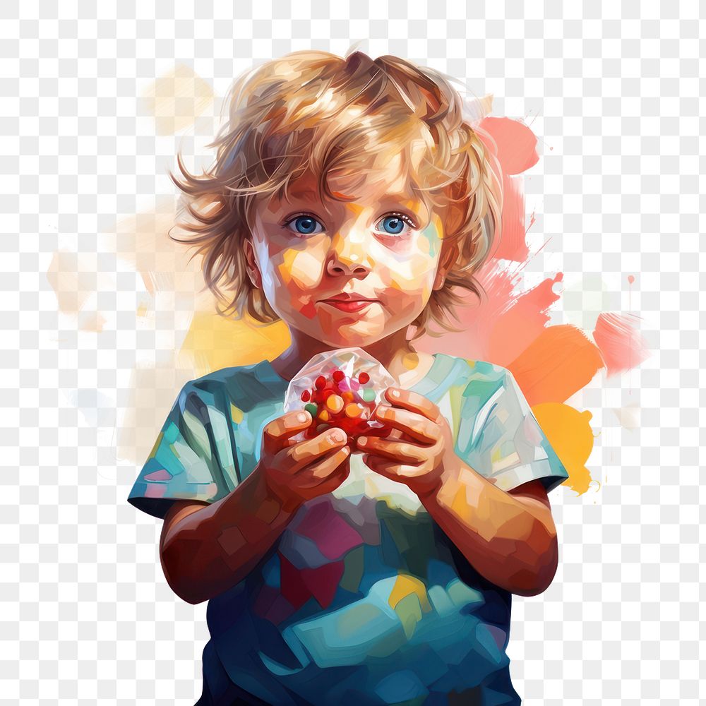 PNG Painting portrait baby food. AI generated Image by rawpixel.