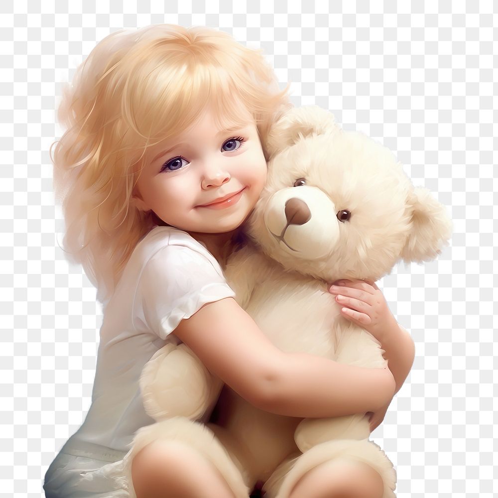 PNG Hug a doll portrait child baby. AI generated Image by rawpixel.