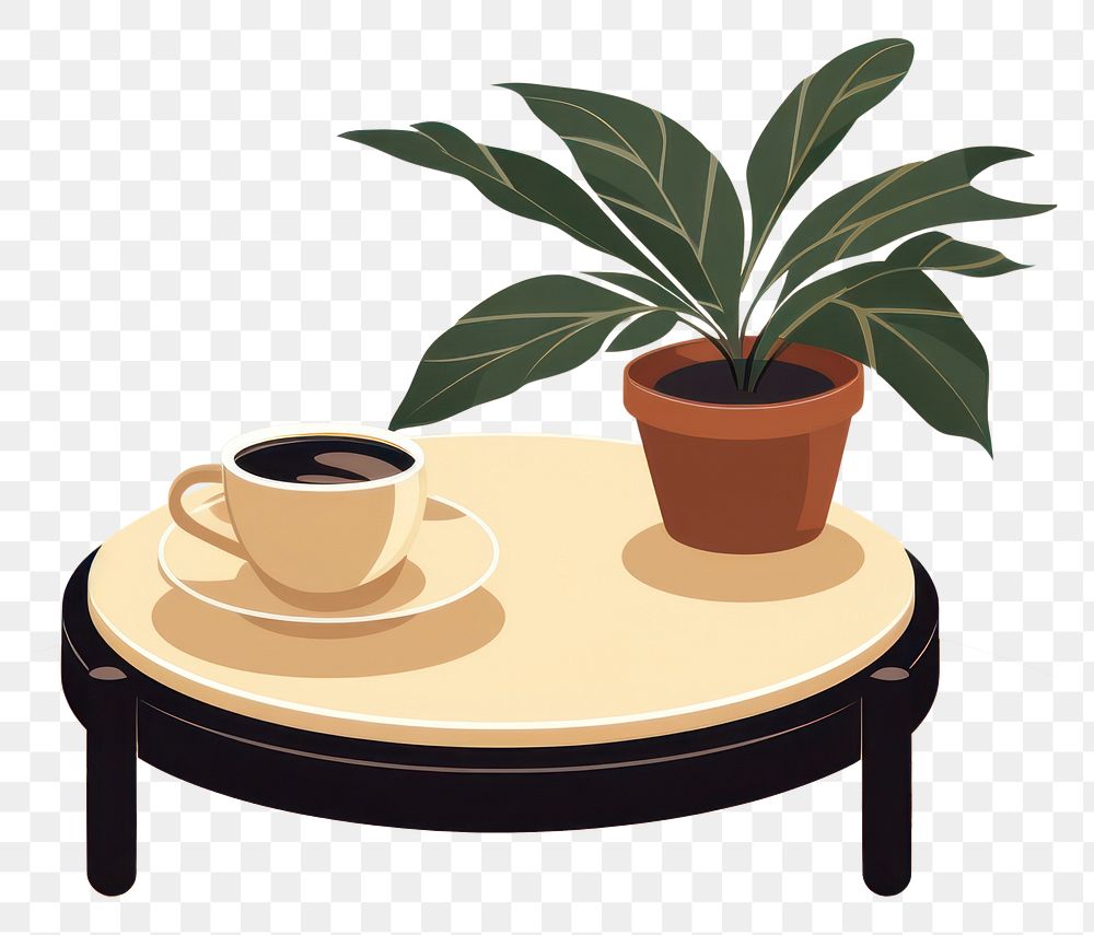 PNG Coffee table furniture plant houseplant. AI generated Image by rawpixel.