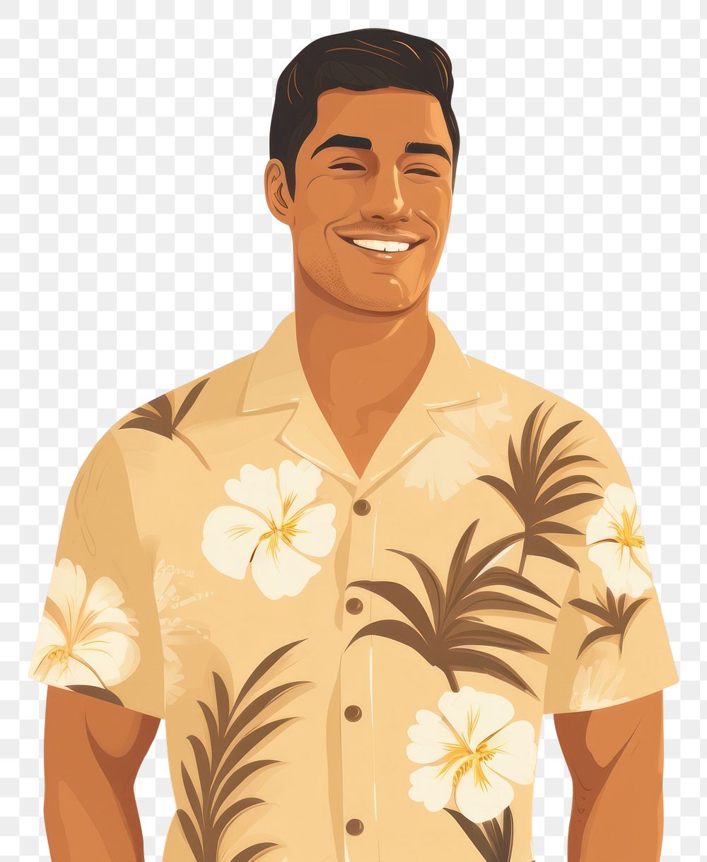 PNG Man wear hawaii shirt portrait smile adult. 