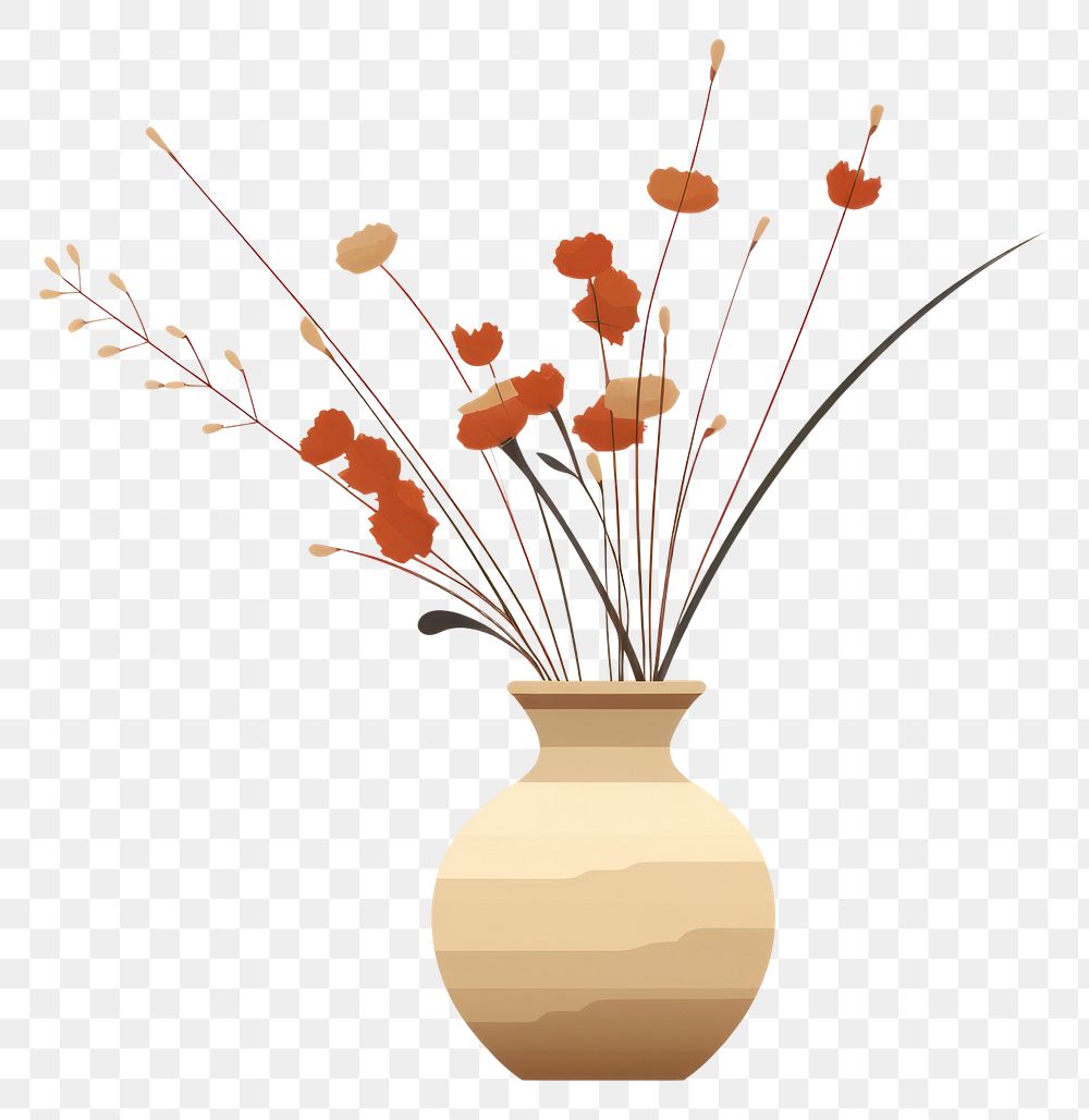 PNG Dried flower vase plant art. AI generated Image by rawpixel.