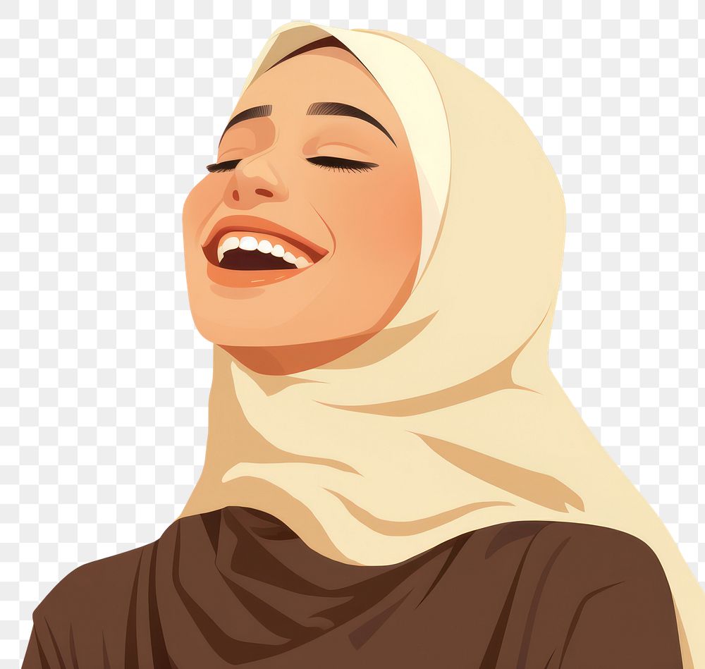 PNG Muslim woman laughing smile adult. AI generated Image by rawpixel.