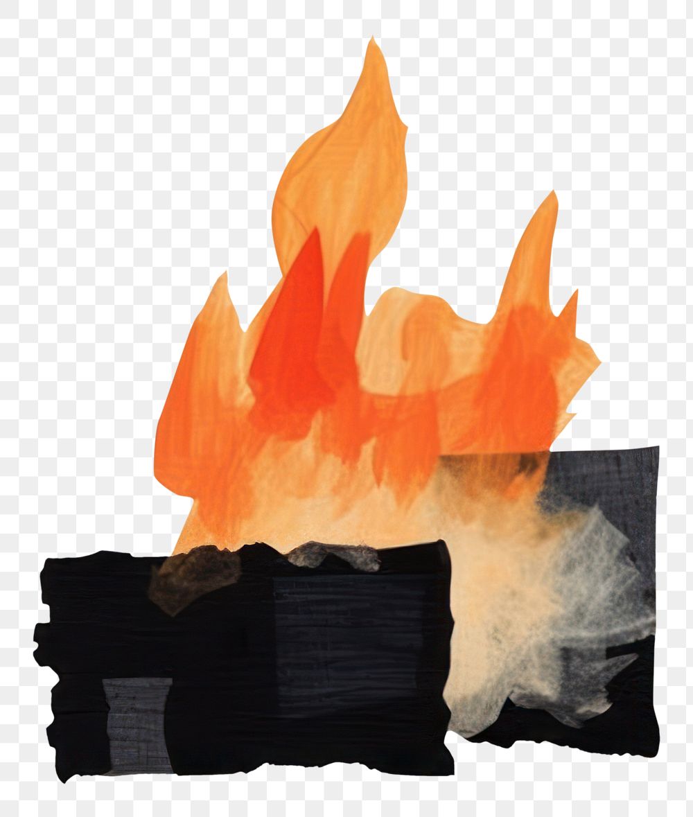 PNG Bonfire art fireplace painting. AI generated Image by rawpixel.