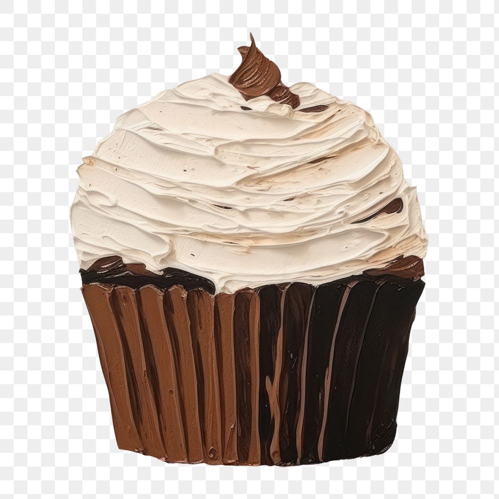 PNG Simple chocolate cupcake dessert icing cream. 