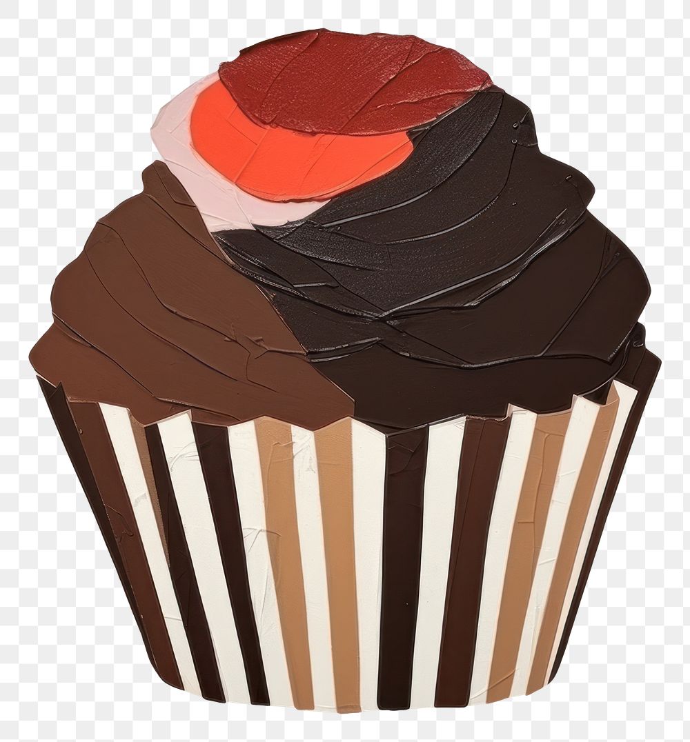 PNG Simple chocolate cupcake dessert icing food. AI generated Image by rawpixel.