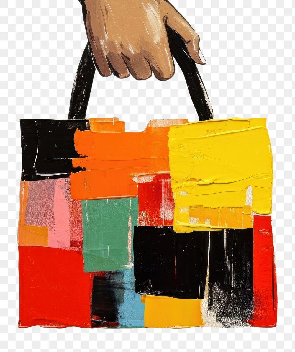 PNG Shopping bag art painting handbag. 