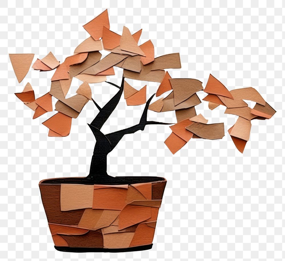 PNG Potted bonsai art plant paper. AI generated Image by rawpixel.