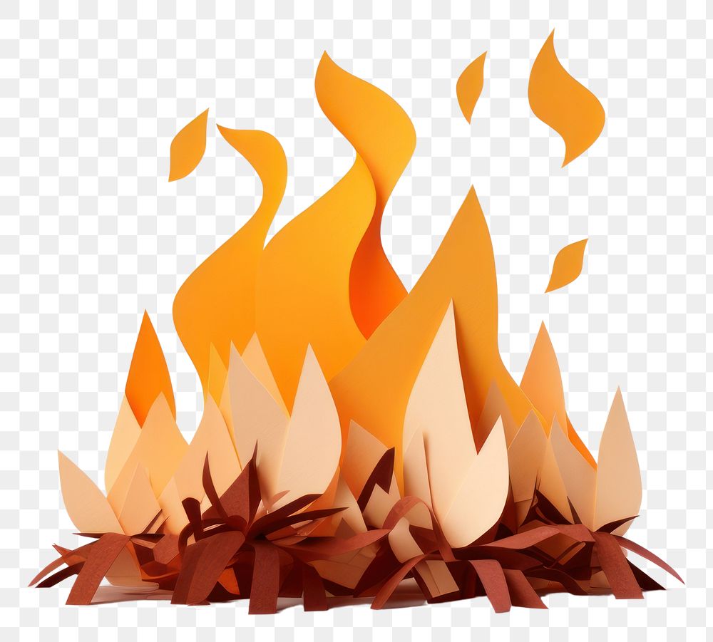 PNG Bonfire fireplace paper white background. AI generated Image by rawpixel.