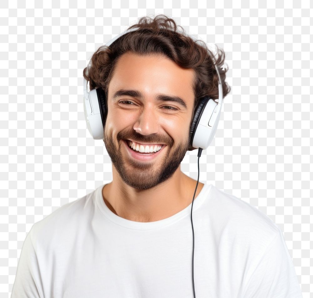 PNG Headphones listening laughing headset. 