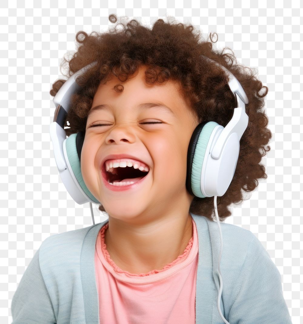 PNG Headphones listening laughing headset. 